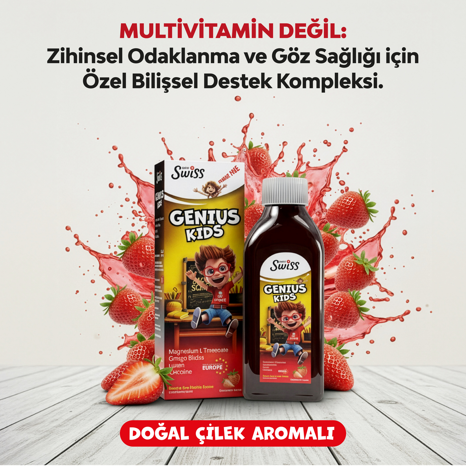 Çocuklar İçin Magnezyum L-Threonate ve Sitikolin İçeren Zeka Gelişimini Destekleyici Şurup 150 ml