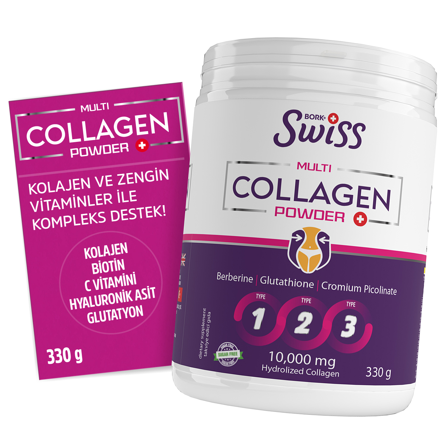Multi Collagen 330 g Tip 1-2-3 Kolajen Hyaluronik Asit Vitaminli Toz Gıda Takviyesi