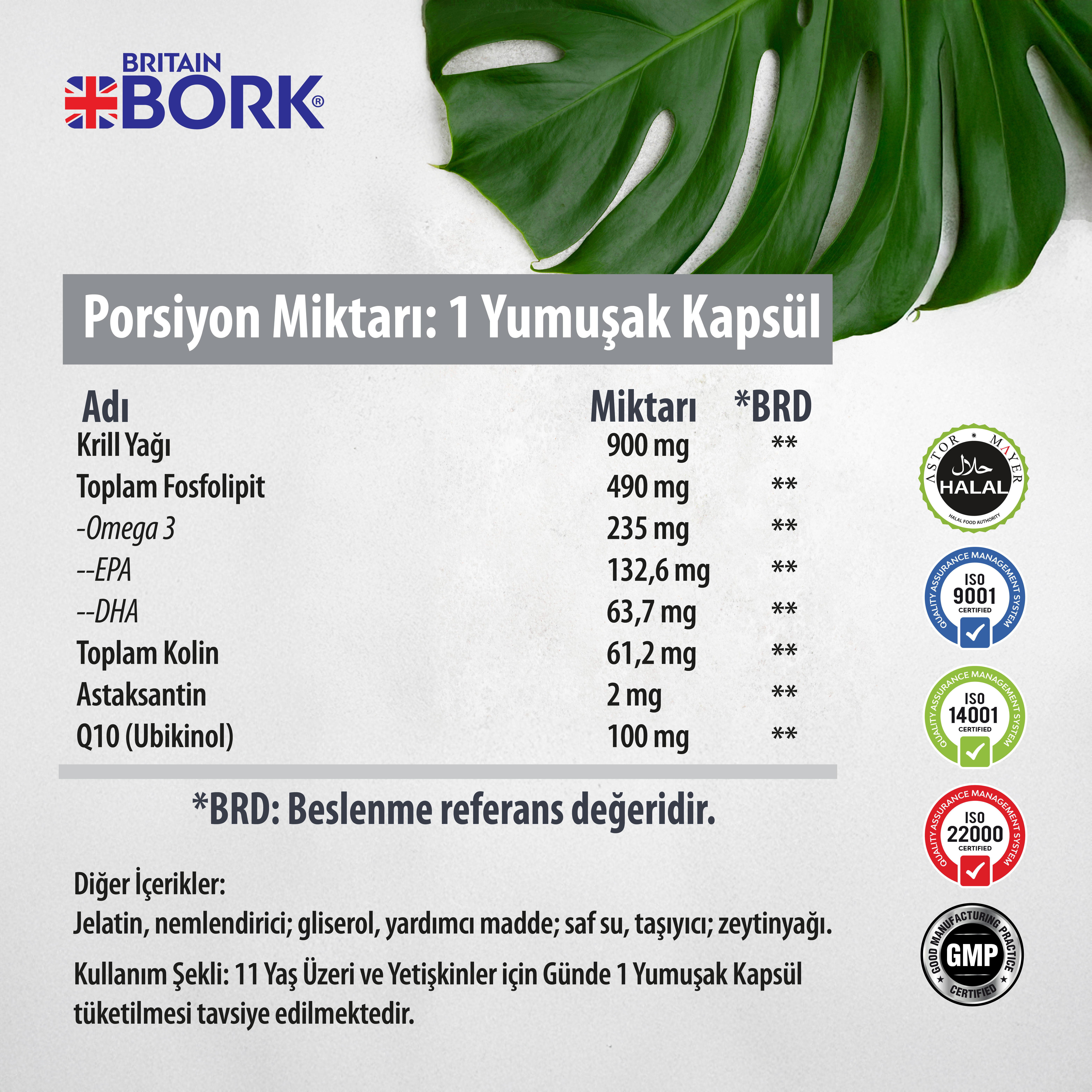 Bork Pure Krill Oil Q10 İçeren Omega 3 30 Softgel