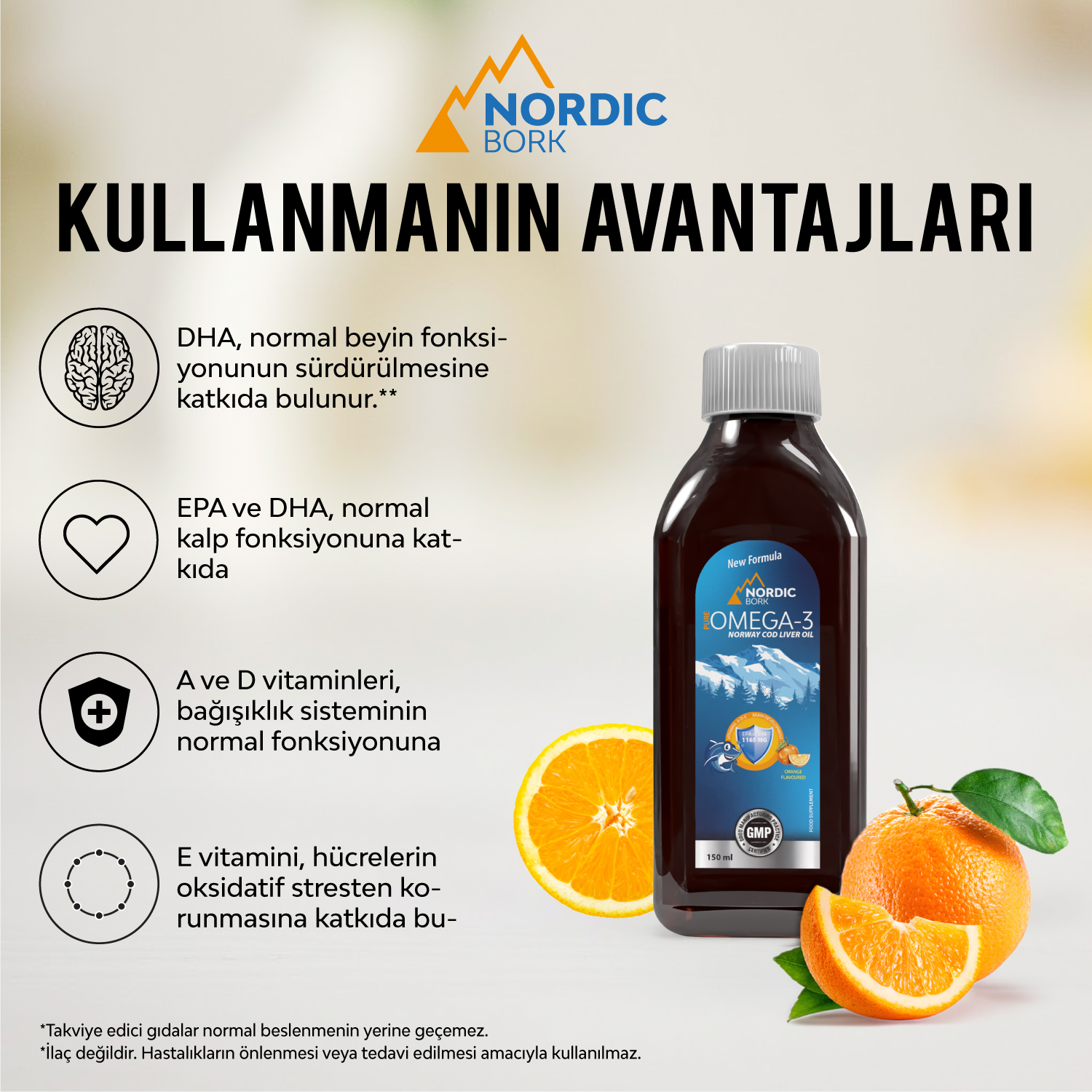 Omega-3 Balık Yağı Şurup 150 ml Portakal Aromalı Şekersiz