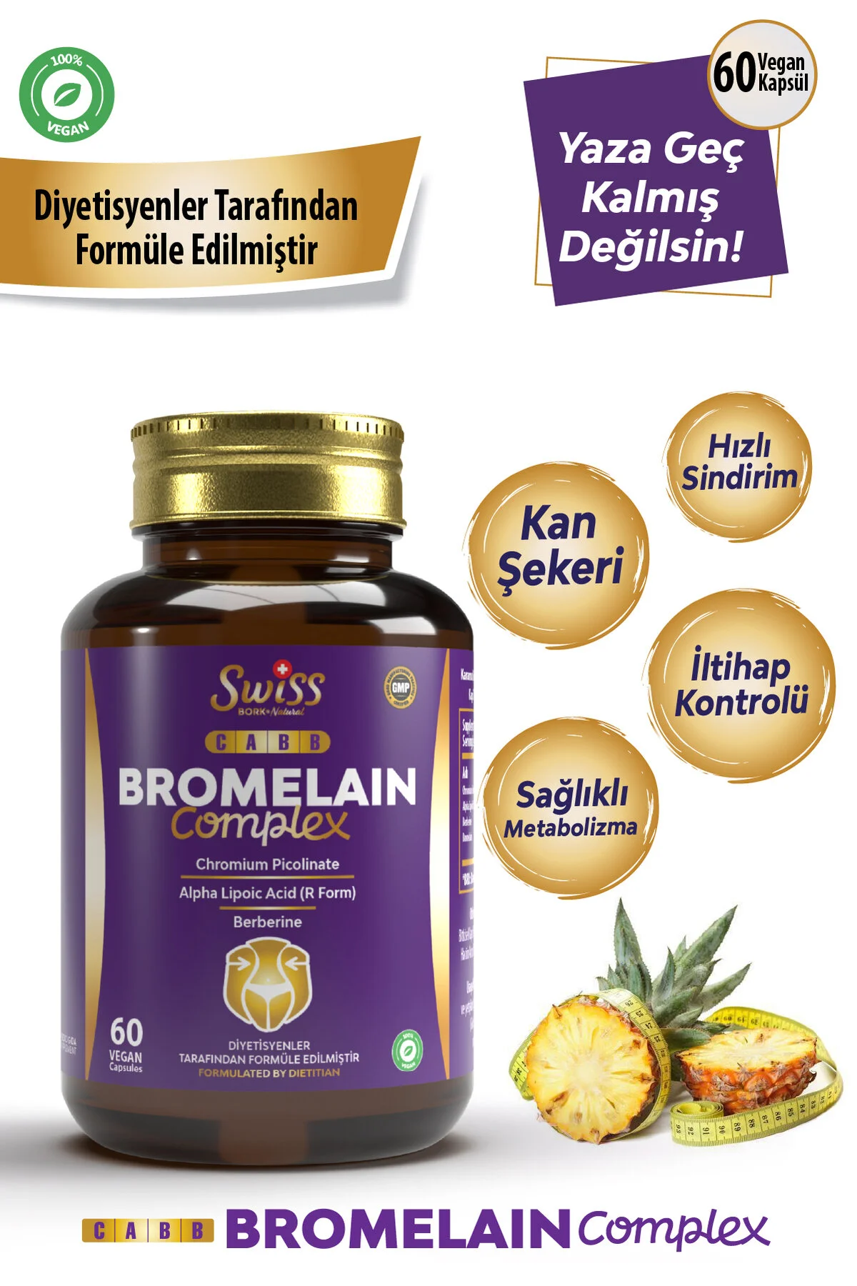 Berberin Ala Krom Pikolinat Bromelain Bitkisel Direnç Destek 60 Kapsül