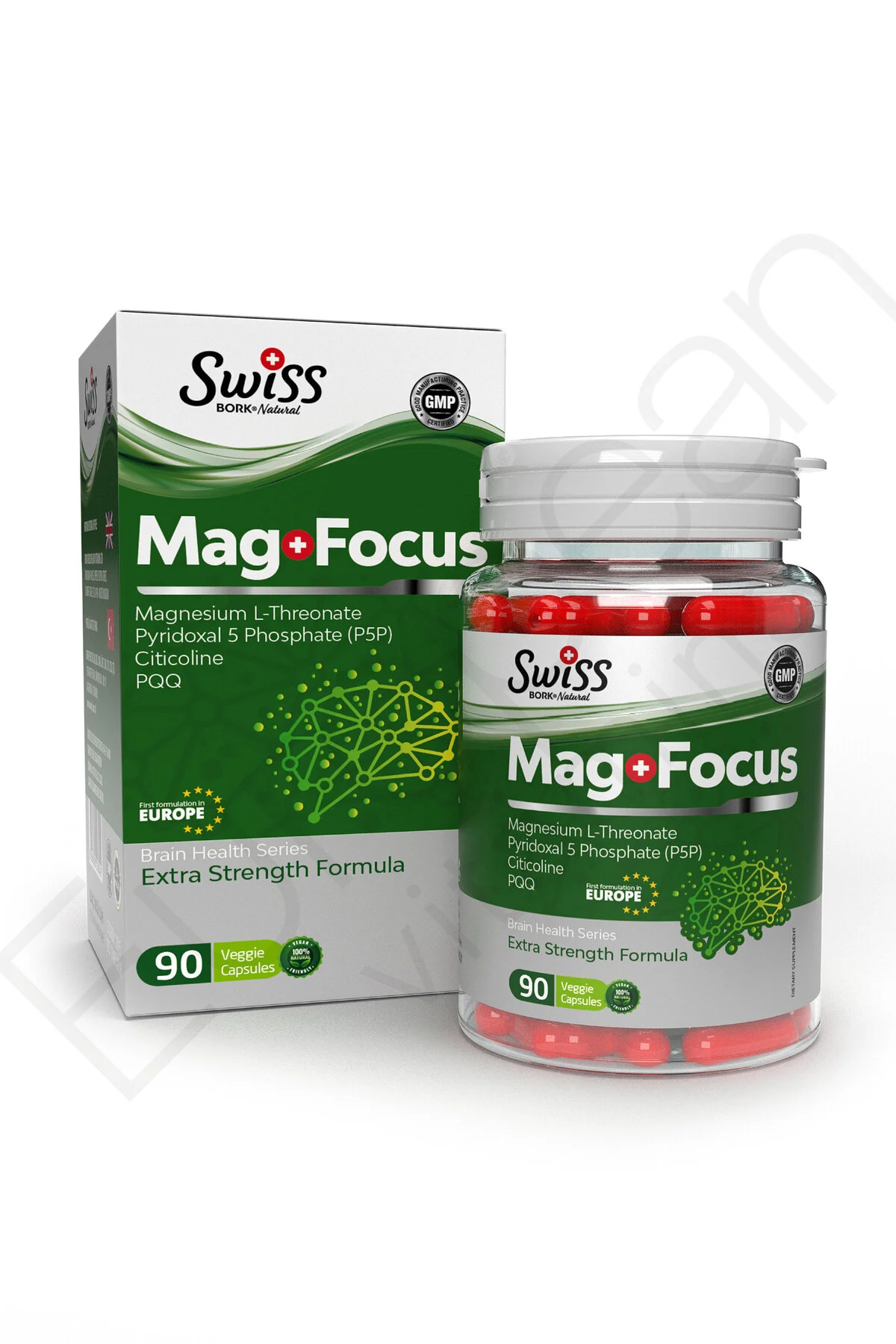 Swiss Bork Mag Focus 90 Kapsül Magnezyum L-Treonato Citicoline PQQ