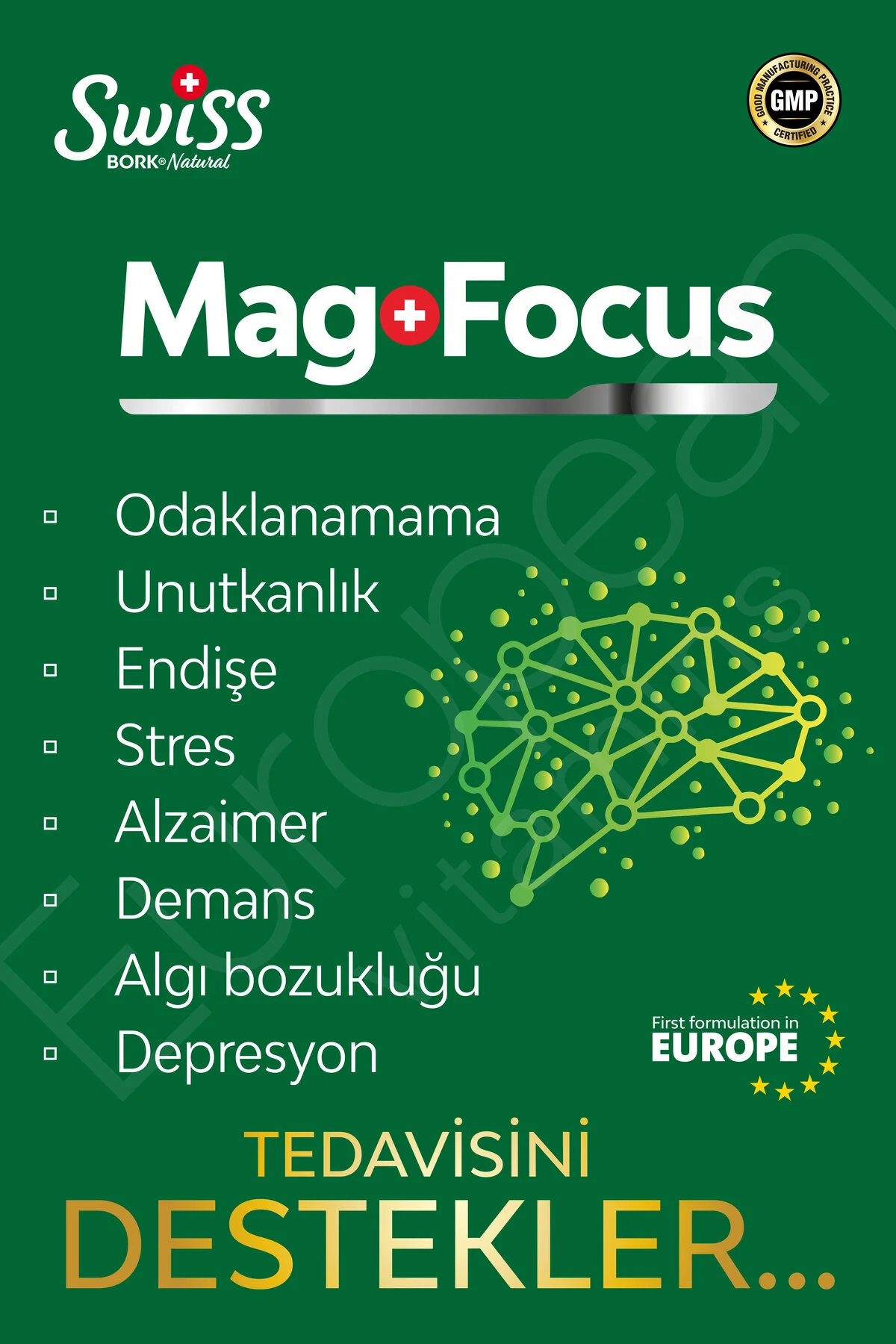 Swiss Bork Mag Focus 90 Kapsül Magnezyum L-Treonato Citicoline PQQ