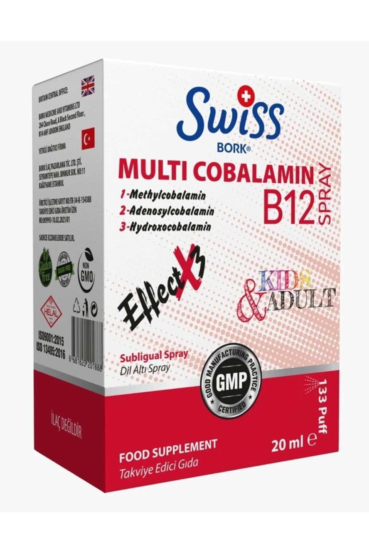Bork Multi Cobalamin B12 Sprey 20 ml 3 Aktif B12 Formu