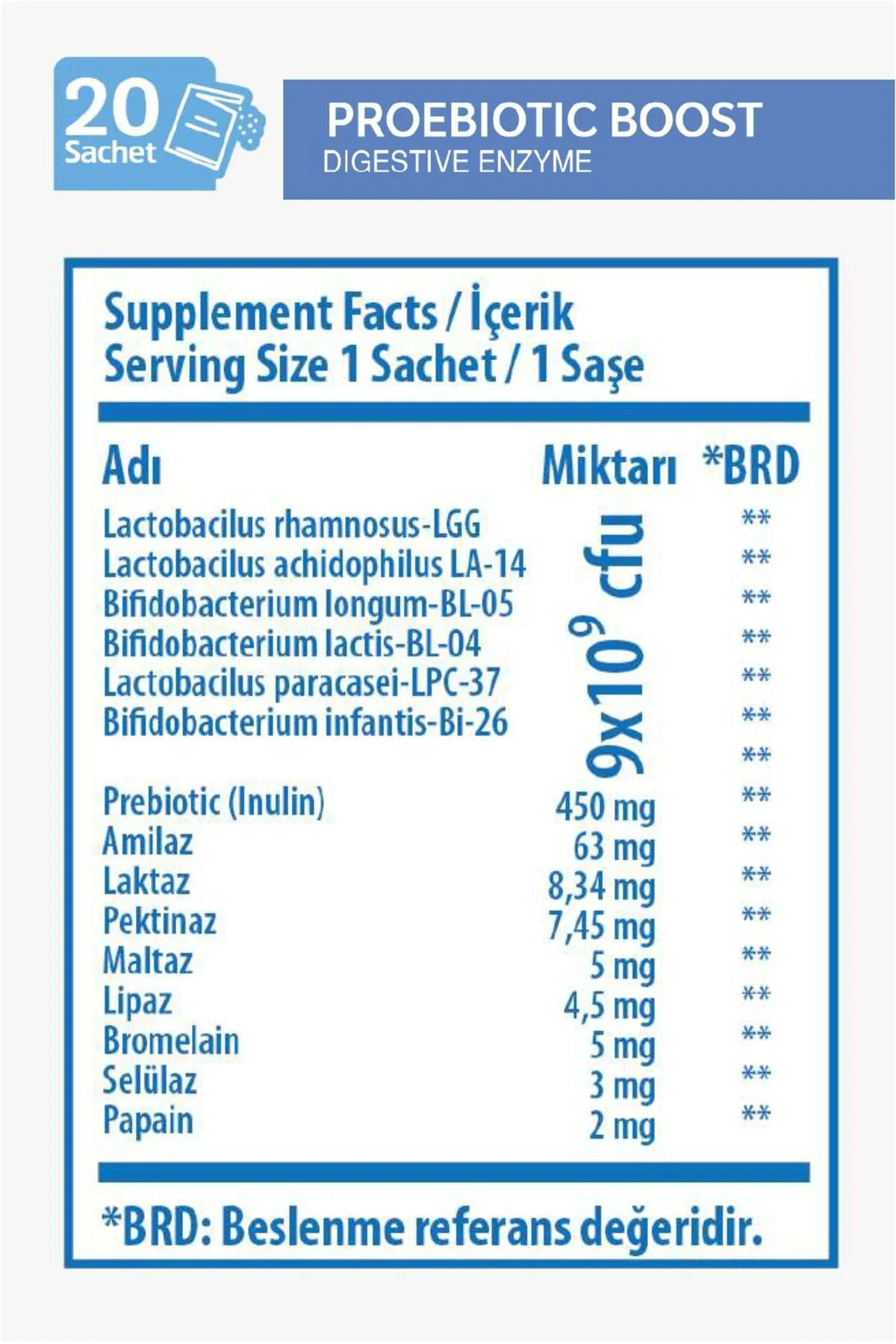 Proebiotic Boost Digestive Enzyme 20 Saşe Sindirim Enzimleriyle