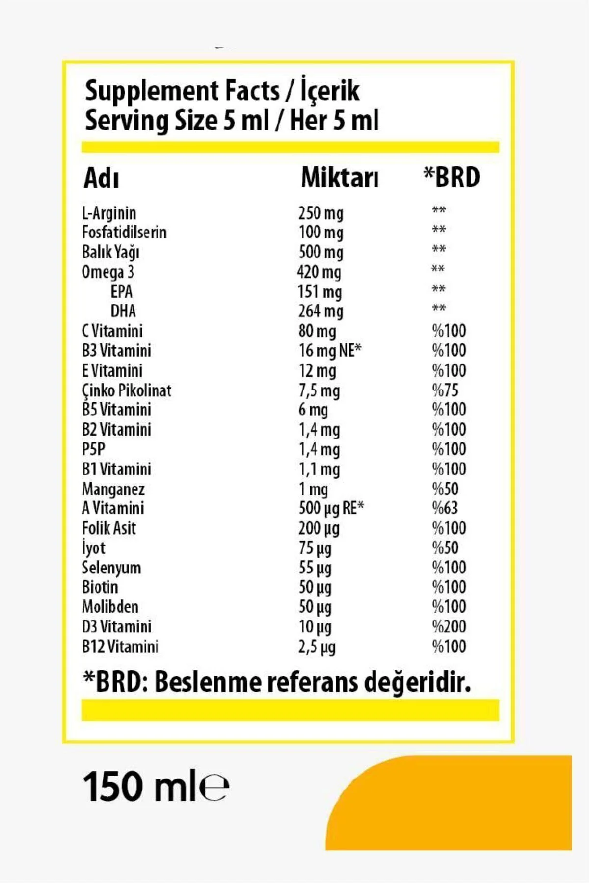 Nordic Bork Multivitamin Omega-3 Şurup 150 ml 12 Vitamin 5 Mineral